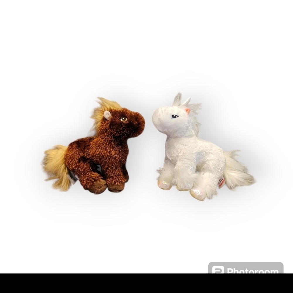 Webkinz Lil' Kinz - White UNICORN and Brown Horse